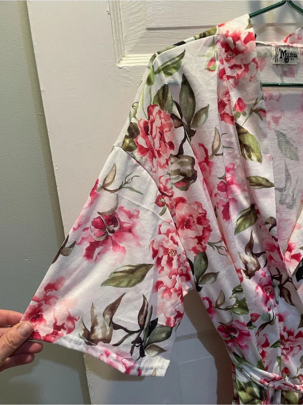 Floral Pink & Green Women's Robe, One Size